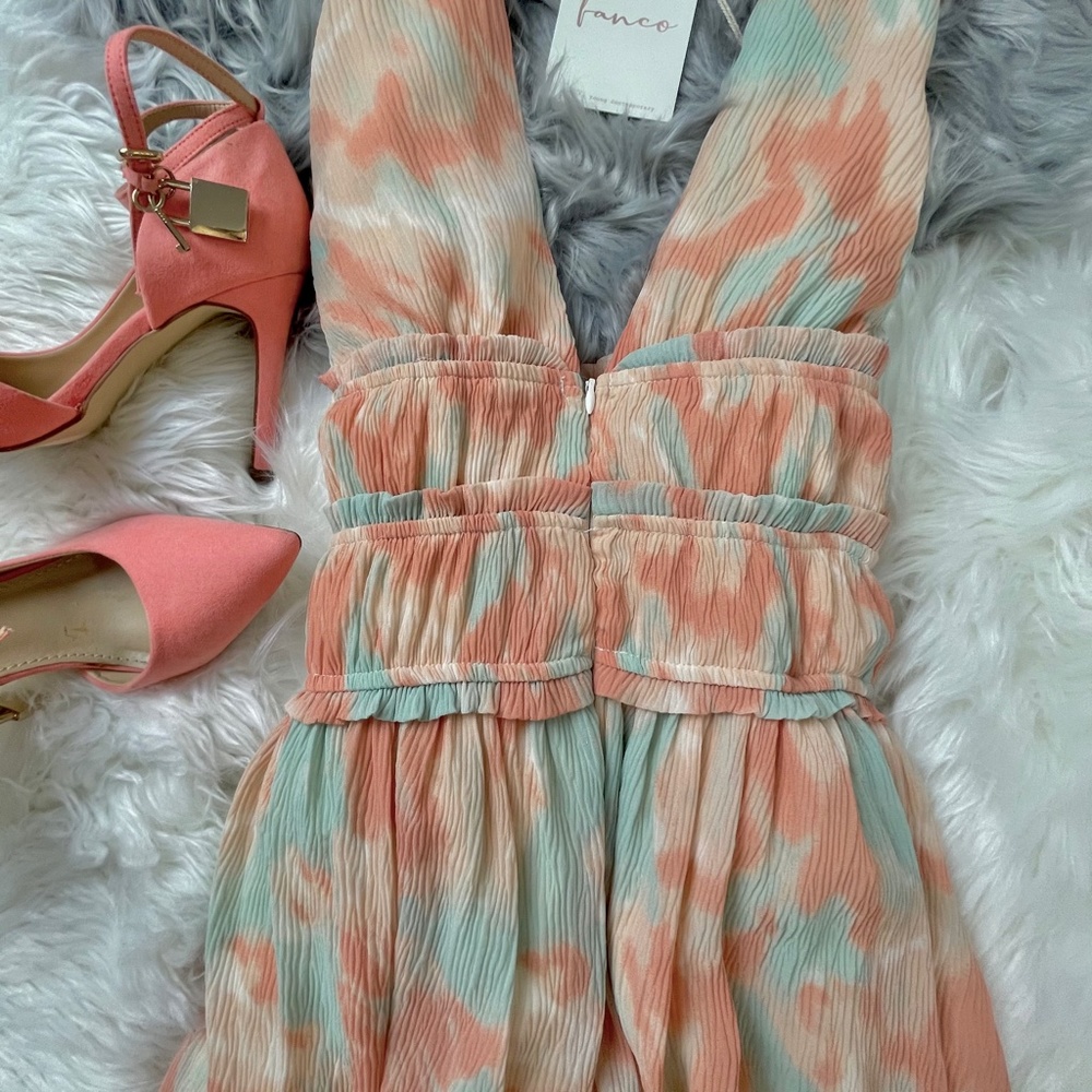 📌 FANCO “Popsicle” Luxurious Silky Sexy Mini Party Dress Colorful Chiffon Lined - Picture 10 of 15